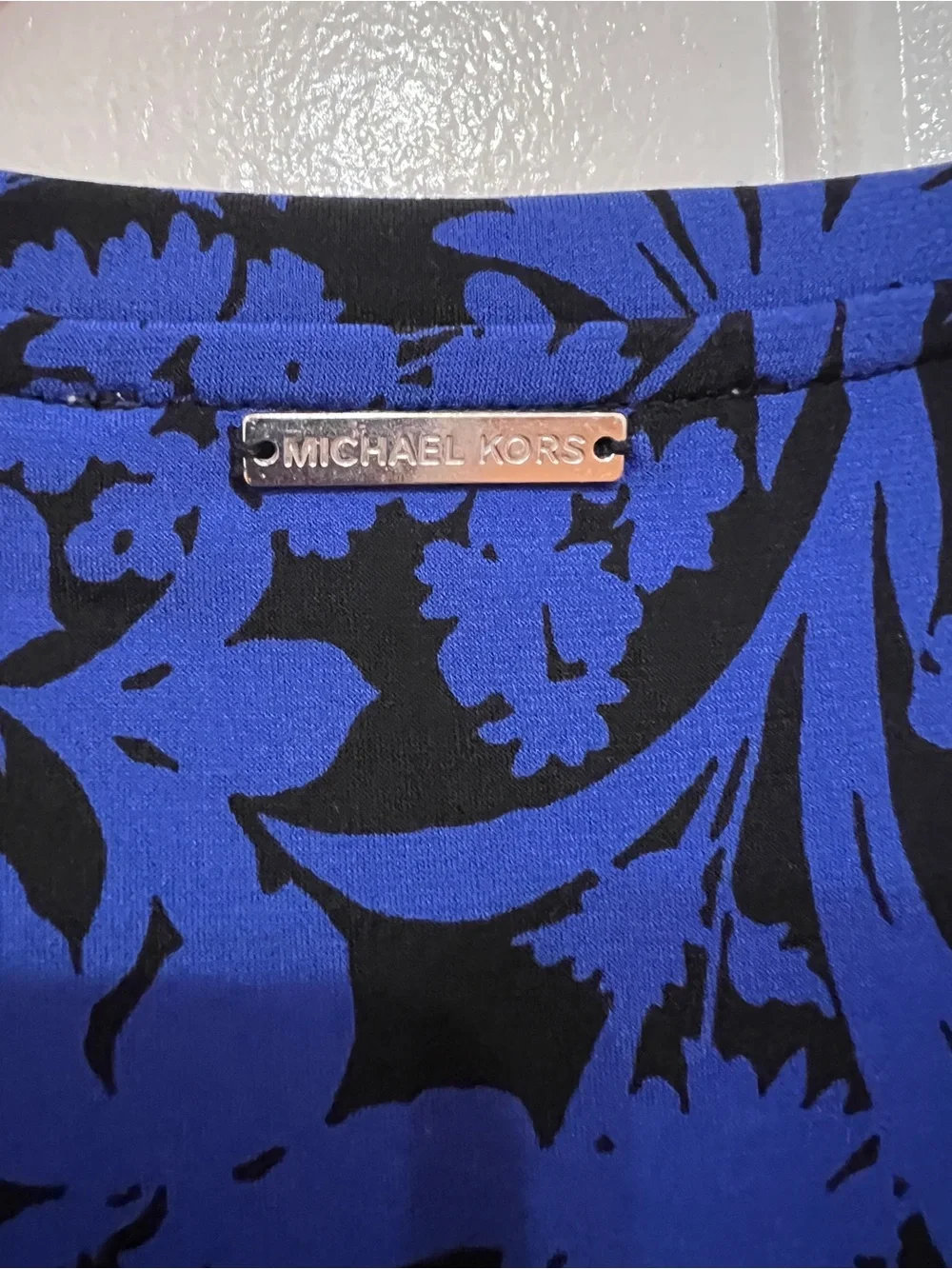 Michael Kors Black Blouse  with Electric Blue Floral Print